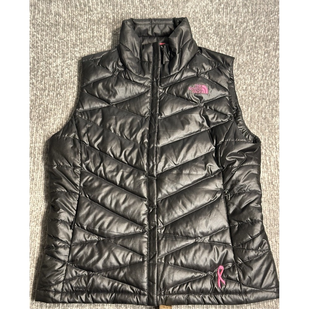 The North Face 550 Goose Down Breast Cancer Pink Ribbon Vest Black Pink Large
